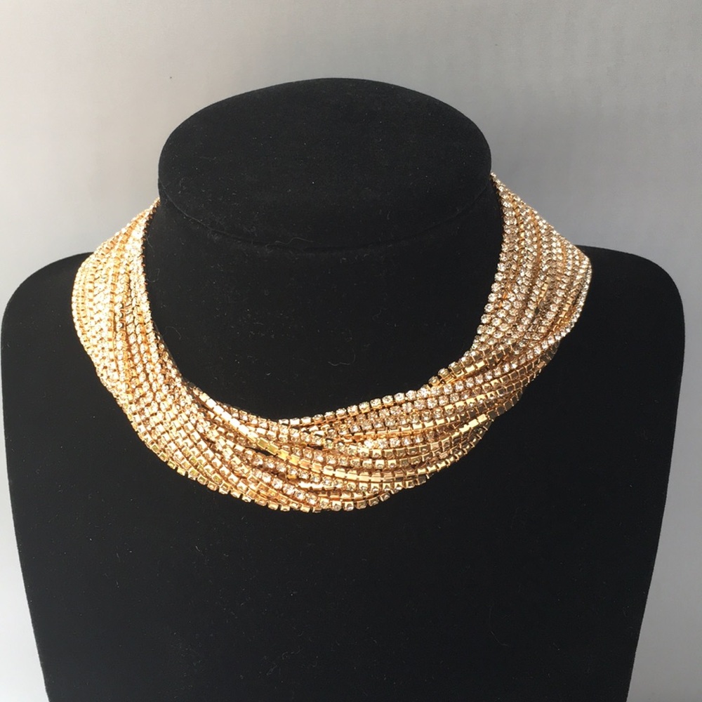 New! Gold Multilayer Statement Necklace - Picture 4 of 10